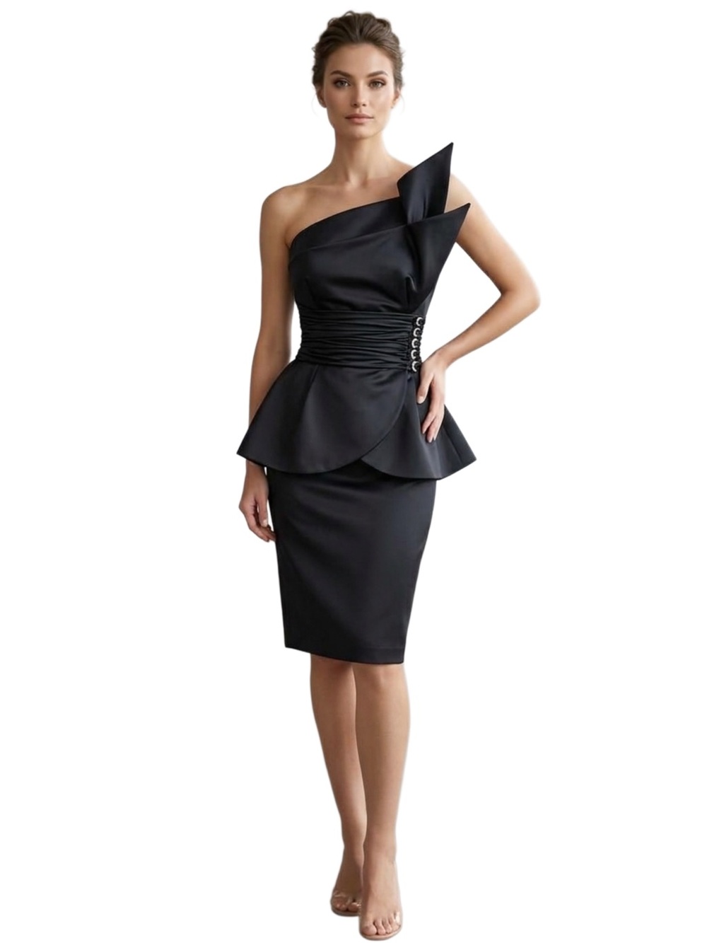 Vintage Victor Costa for Lord & Taylor One-Shoulder Peplum Cocktail Dress-Size S